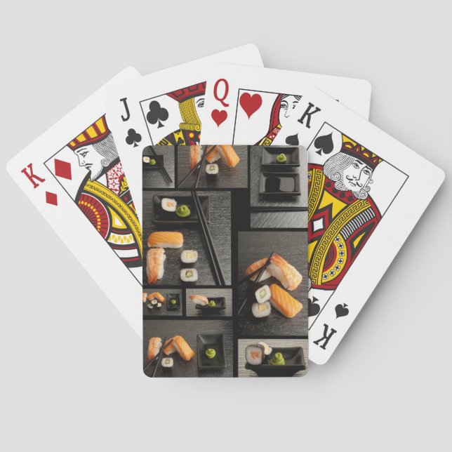 Jeu De Cartes Collection de sushis sur arrière - plan noir (dos)