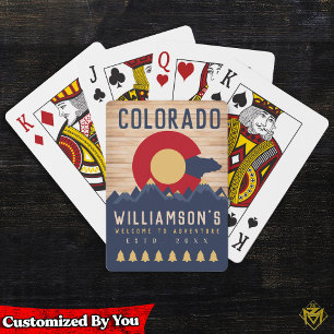 Jeu De Cartes Colorado Mountains Vintage Co Drapeau Bois