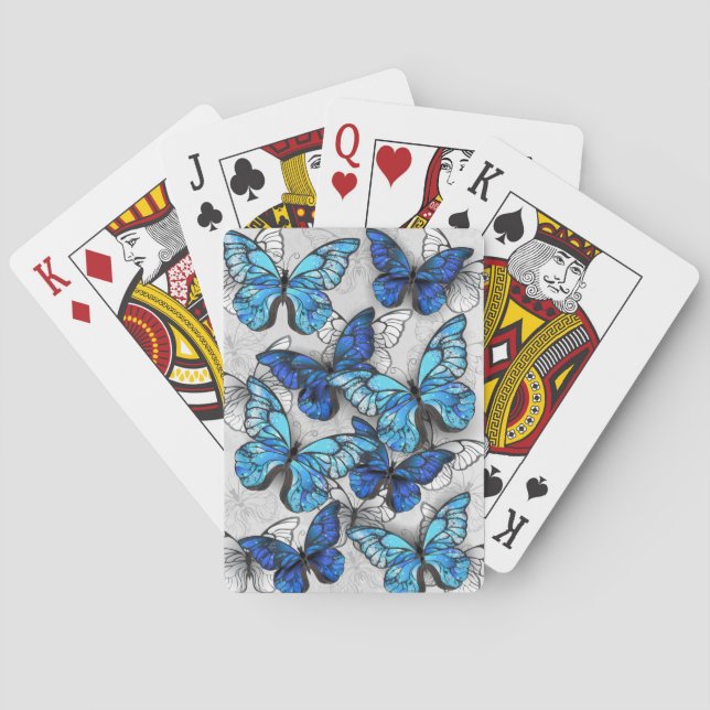 Jeu De Cartes Composition des papillons blancs et bleus (dos)