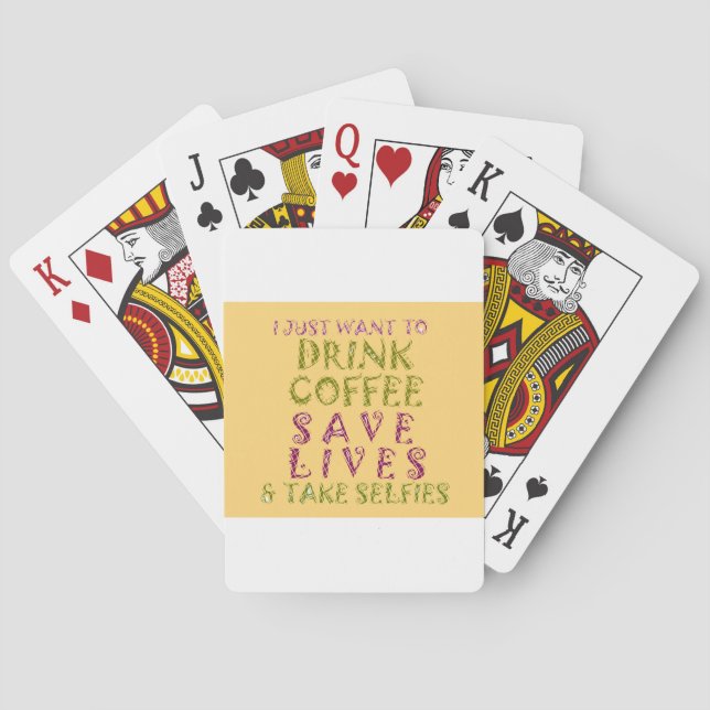 Jeu De Cartes Conception amusante de citation Selfie Café (dos)
