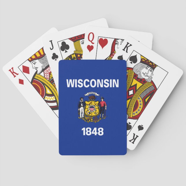 Jeu De Cartes Conception de drapeau d'état du Wisconsin (dos)
