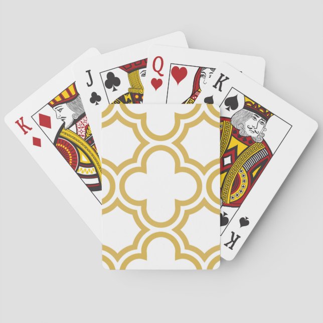 Jeu De Cartes Conception de Quatrefoil en or (dos)