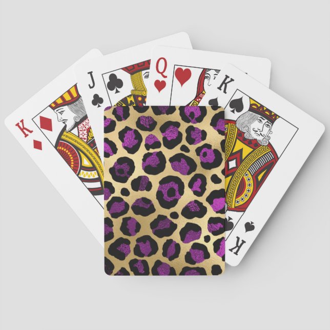 Jeu De Cartes Conception de série Leopard violet et or 4 (dos)