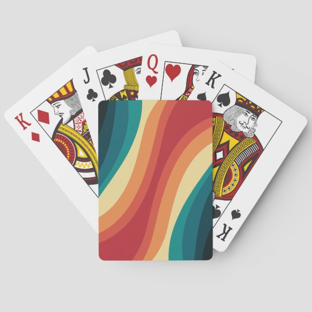 Jeu De Cartes Conception d'ondes de style rétro multicolore (dos)