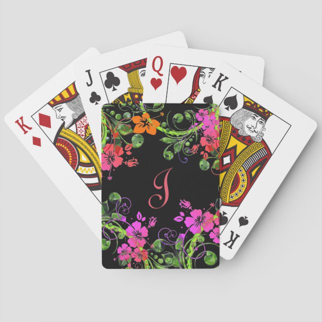 Jeu De Cartes Conception florale monogramme (dos)