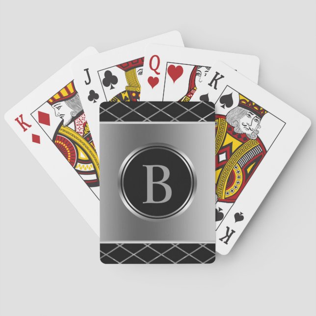 Jeu De Cartes Conception géométrique Monographique Noir Et Argen (dos)