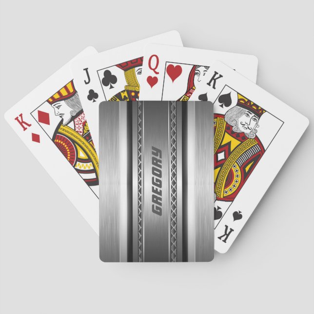 Jeu De Cartes Conception masculine Monogramed 2 de rayures (dos)