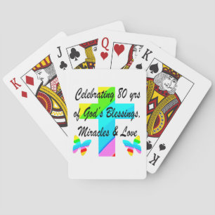 JEU DE CARTES CONCEPTION RELIGIEUSE PERSONNALISÉE POUR LE 80E AN