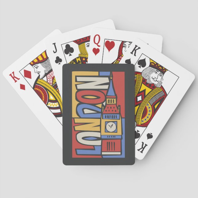 Jeu De Cartes Conception vibrante de Londres, Angleterre | (dos)