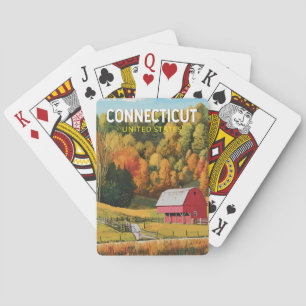 Jeu De Cartes Connecticut Art de Voyage Vintage