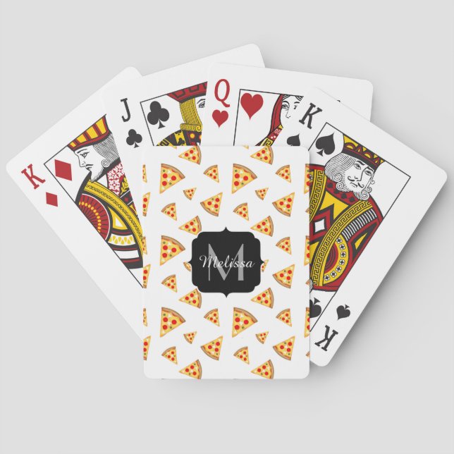 Jeu De Cartes Cool et fun pizza tranches motif Monogram blanc (dos)