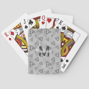 Jeu De Cartes Cool pizza tranche vintage noir blanc gris Monogra
