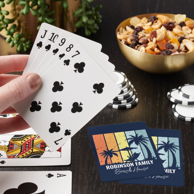 Jeu De Cartes Cool Retro Beach House Custom Navy Blue (In Situ)
