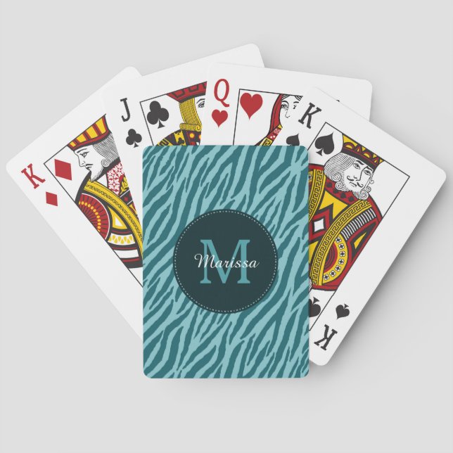 Jeu De Cartes Copie turquoise élégante de zèbre avec le (dos)
