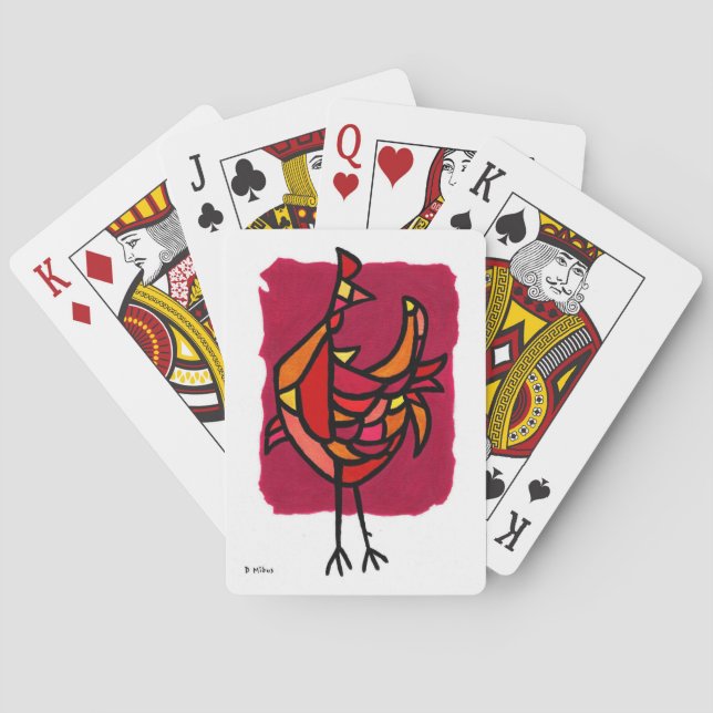 Jeu De Cartes Coq moderne du milieu du siècle (dos)