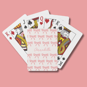 Jeu De Cartes Coquette aux arcs rose et rouge rayé