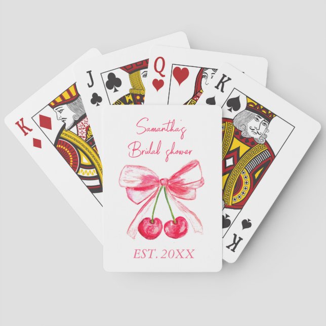Jeu De Cartes Coquette Rose Ruban Cerise Mariée  Enterrement de  (dos)
