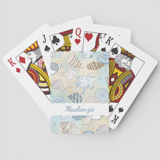 Jeu De Cartes Coquillages de plage d'été personnalisés (dos)
