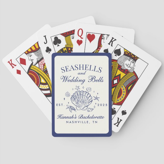 Jeu De Cartes Coquillages roses rétro et cloches Mariages Bachel (dos)