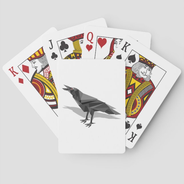 Jeu De Cartes Corbeau Géométrique Cubiste Gris Triangles (dos)