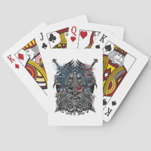 Jeu De Cartes Corbeaux et épées d'Odin Mythologie Viking drapeau