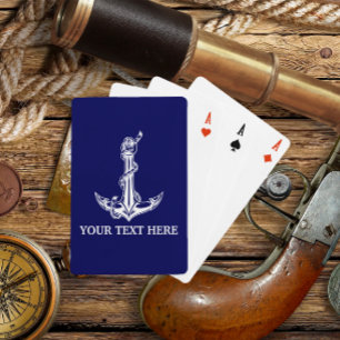 Jeu De Cartes Corde d'Ancre Nautique vintage Votre texte ici