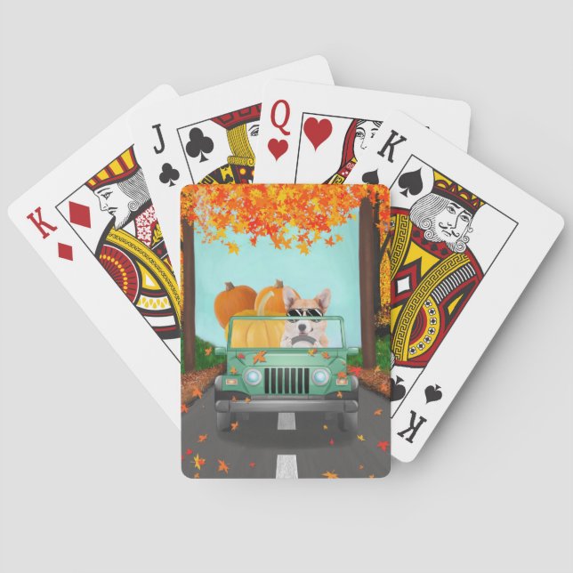 Jeu De Cartes Corgi Dog Citrouille Automne (dos)