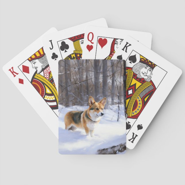 Jeu De Cartes Corgi laisse neiger Noël (dos)