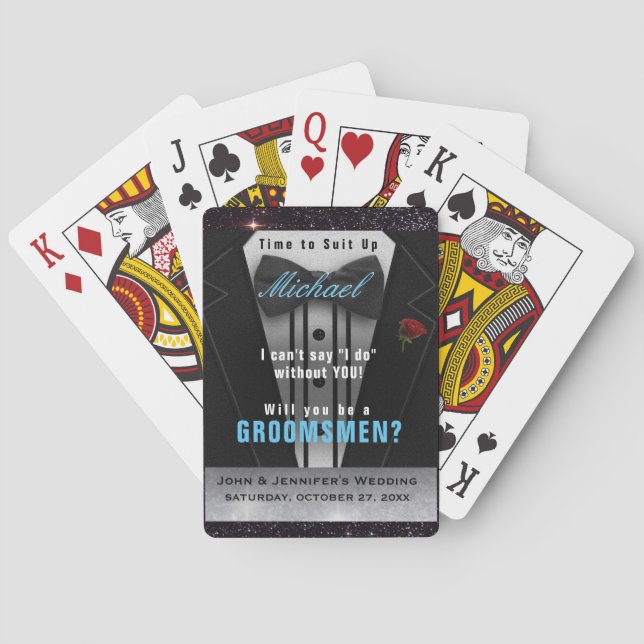 Jeu De Cartes Costume d'invitation Groomsman Tuxedo (dos)