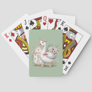 Jeu De Cartes Cottage Goose Floral House Scène