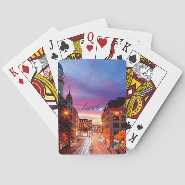 Jeu De Cartes Coucher de soleil de Zurich Suisse (dos)