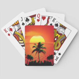 Jeu De Cartes Coucher de soleil des Caraïbes Vaporwave Esthétiqu