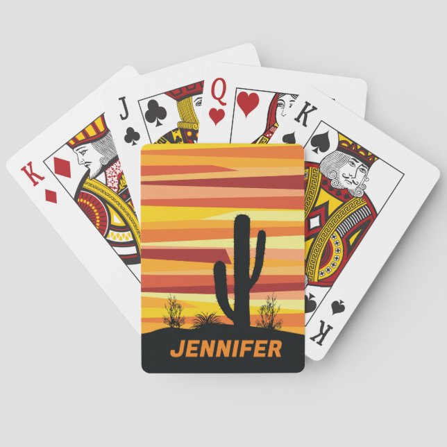 Jeu De Cartes Coucher de soleil géométrique dans le désert (dos)