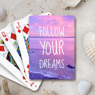 Jeu De Cartes Coucher de soleil rose violet sur l'océan de la pl