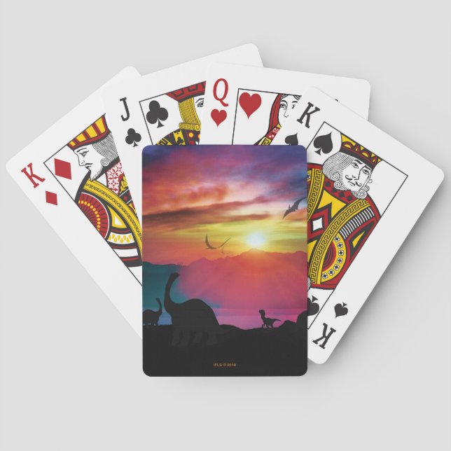 Jeu De Cartes Coucher du soleil de dinosaure (dos)