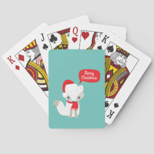 Jeu De Cartes Couleurs rétro Renard de Noël