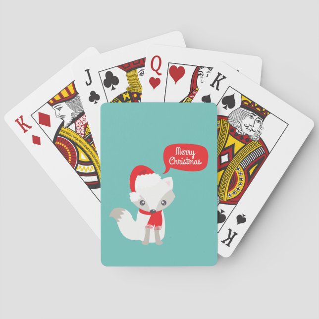 Jeu De Cartes Couleurs rétro Renard de Noël (dos)