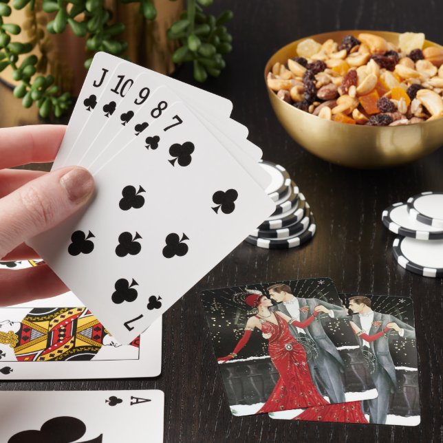 Jeu De Cartes couple de Noël art déco rétro (In Situ)