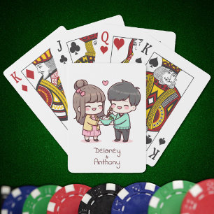 Jeu De Cartes Couple Doux Personnalisé De Style Chibi Doux