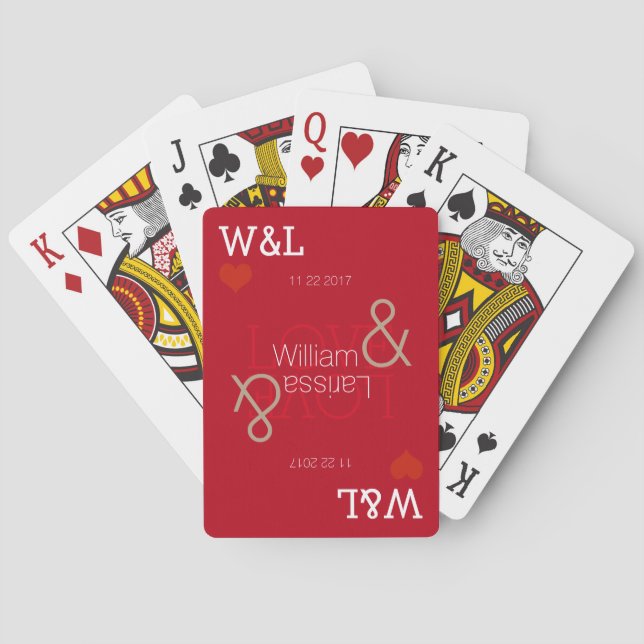 Jeu De Cartes couple, fête romantique, mariage rouge (dos)