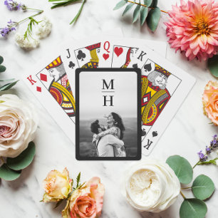 Jeu De Cartes Couples Initiales Retro Photo Monogramme Noir