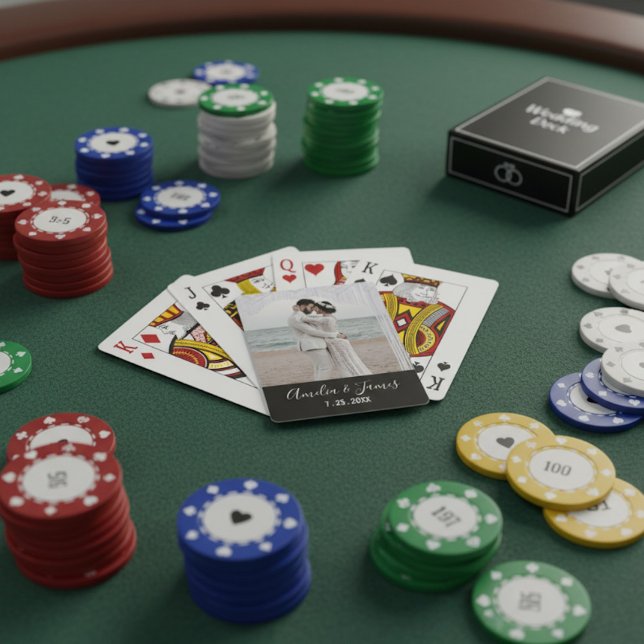 Jeu De Cartes Couple's Wedding Engagement Photo Date (Playing cards with a personal touch.)