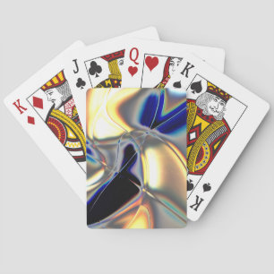 Jeu De Cartes Courbes cristallines en bleu jaune sur texture gri