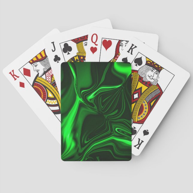 Jeu De Cartes Courbes ou ondulations vert métallique, foncé (dos)