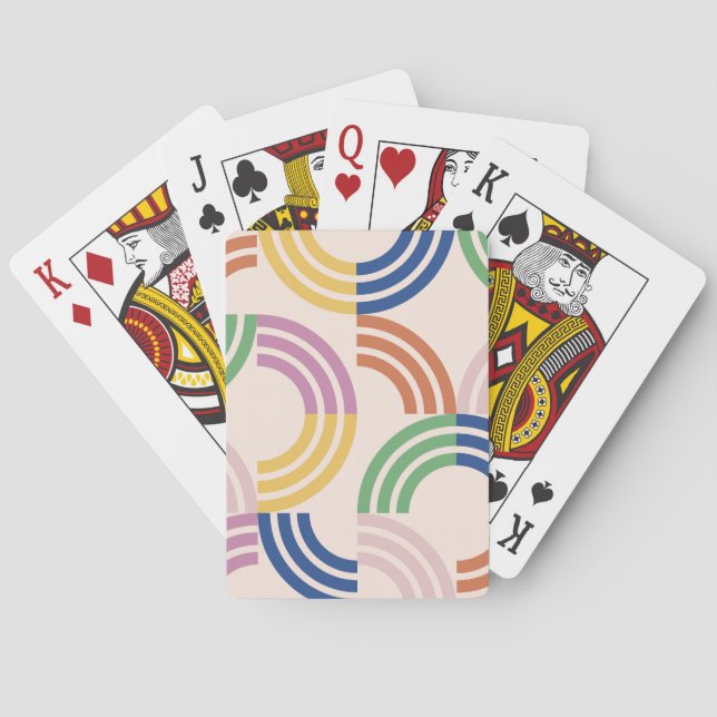 Jeu De Cartes Courbes triées rétro Arrière - plan géométrique (dos)