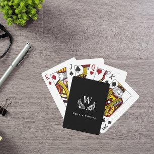 Jeu De Cartes Couronne de laurier noir et blanc monogramme de no