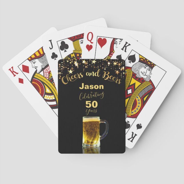 Jeu De Cartes Courses et bières 50e anniversaire Noir et or (dos)