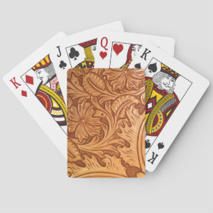 Jeu De Cartes Cow-boy brun rustique en cuir occidental