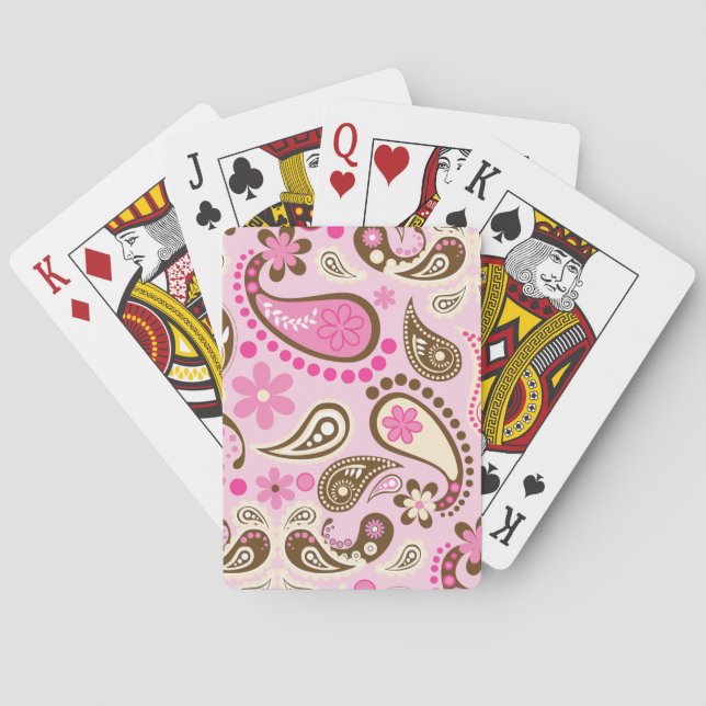 Jeu De Cartes Cowgirl rose Brown Paisley Fleurs Pays Texas (dos)