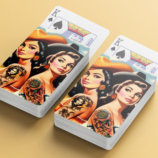 Jeu De Cartes Cowgirls Tatouées Vintage